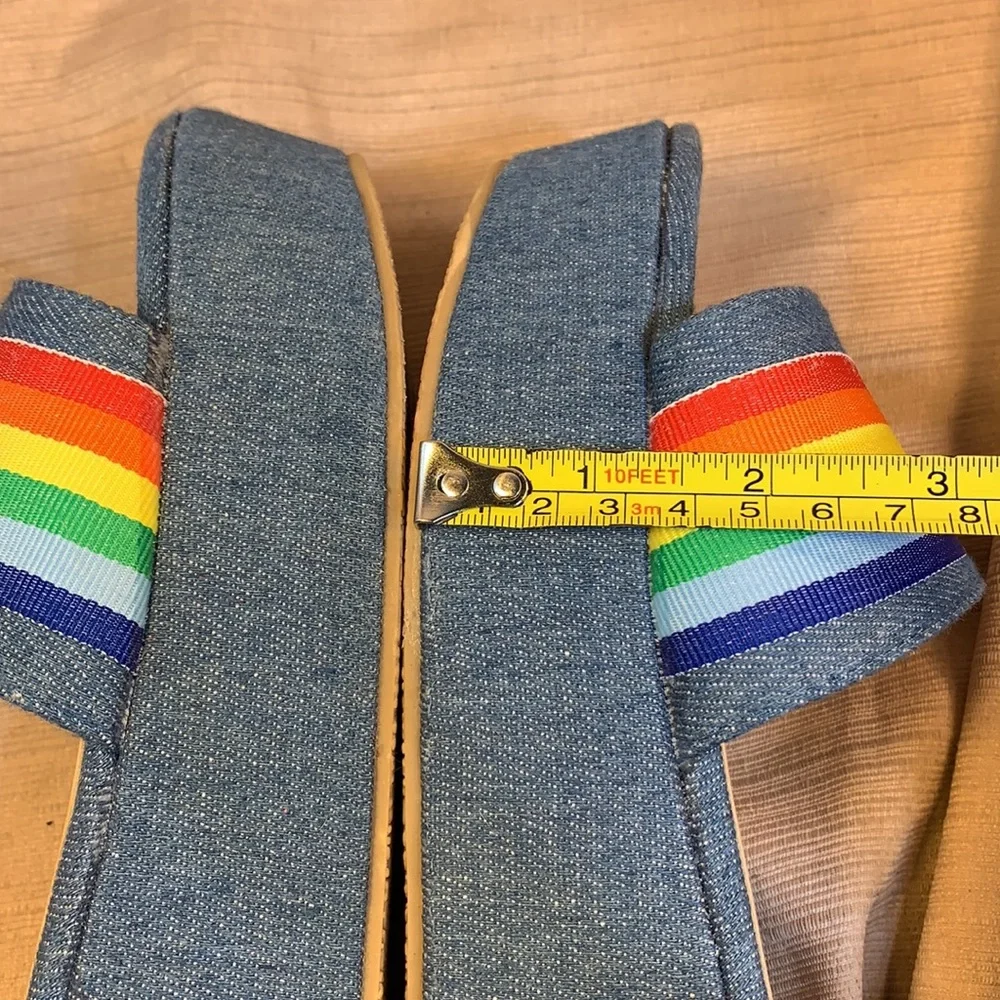 Liliana almost NEW worn once denim/rainbow sandals